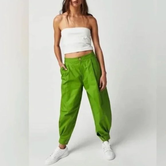 NWOT Free People Lucia Trousers Green SZ-8 - Picture 2 of 8